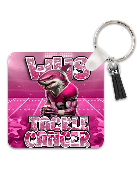 PinkOut Tackle Cancer Square Keychain