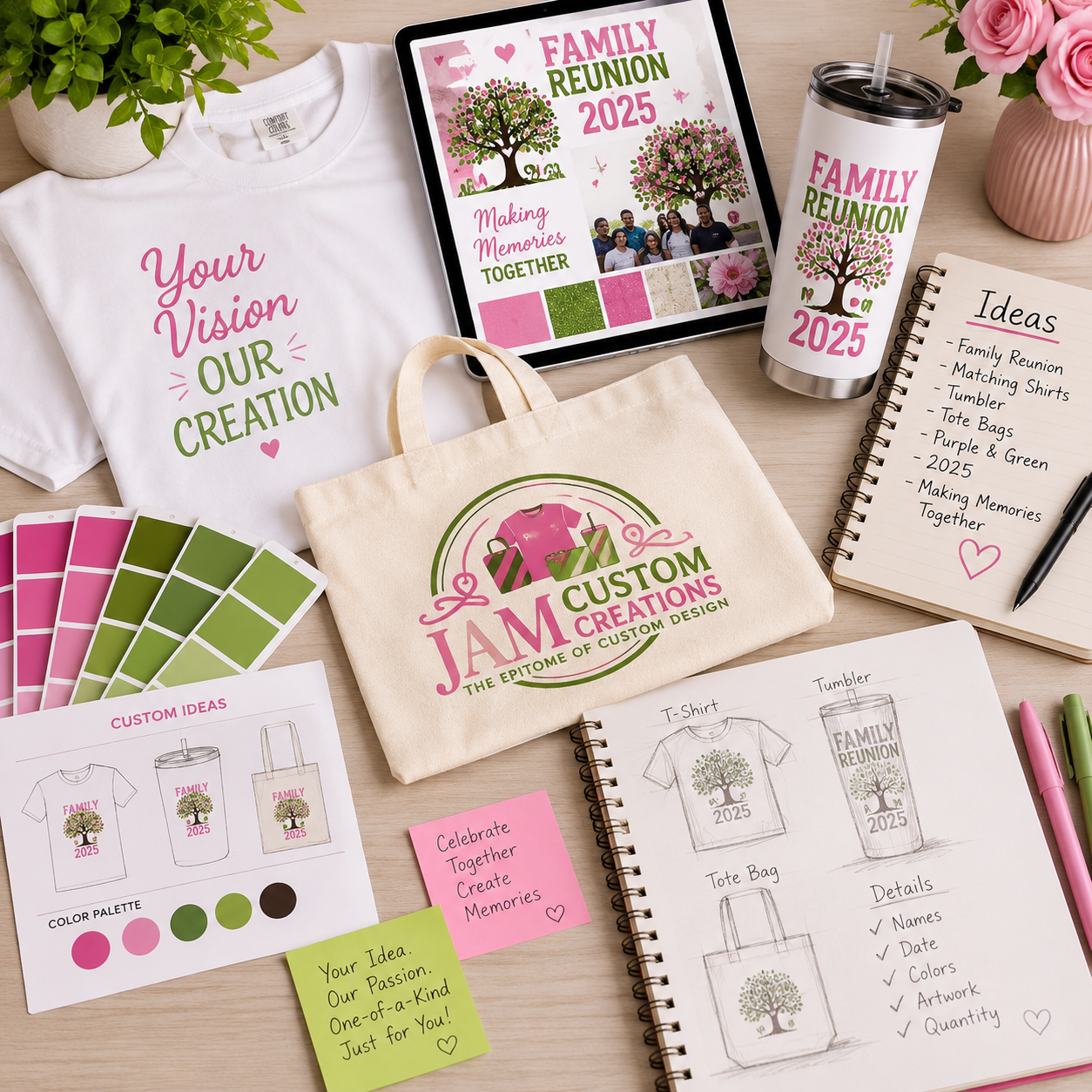 Customer sharing custom design ideas with JAM Custom Creations