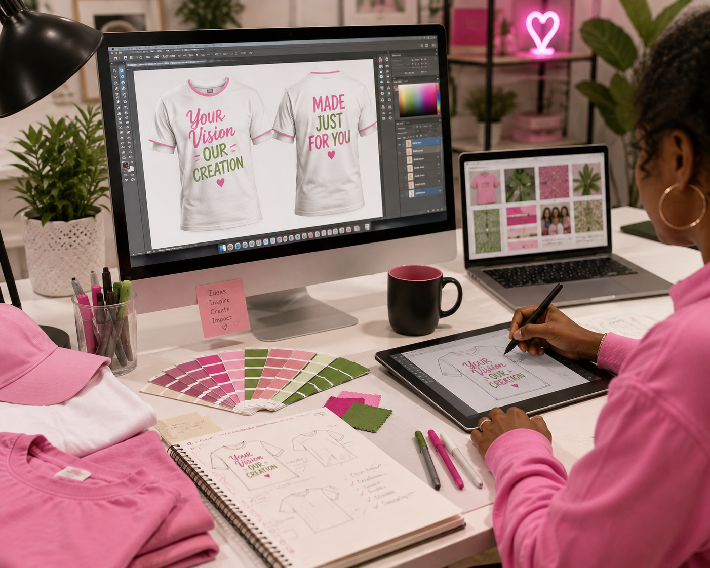 Custom apparel design concept being created in the JAM studio
