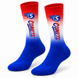 Springfield Comets red white and blue ombre crew socks