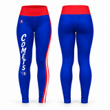 Springfield Comets royal blue leggings front and back with COMETS side script
